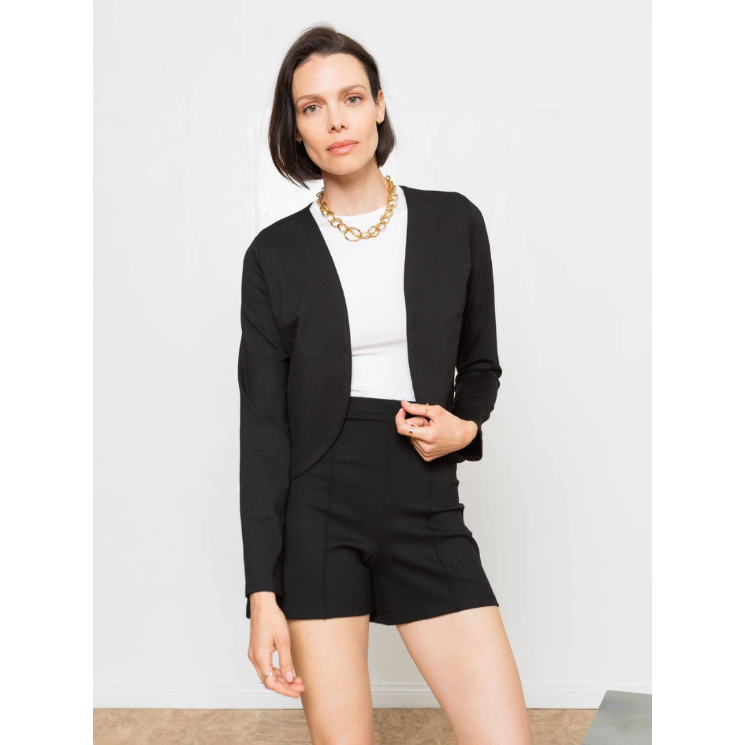 Black Ponte Knit Bolero