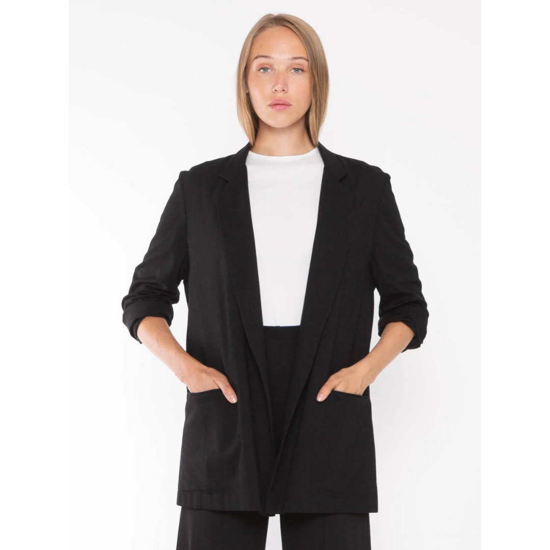 Black Ponte Knit Oversized Blazer