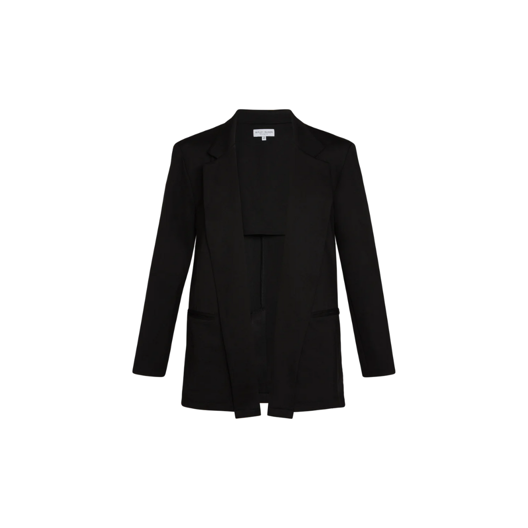 Black Ponte Knit Oversized Blazer