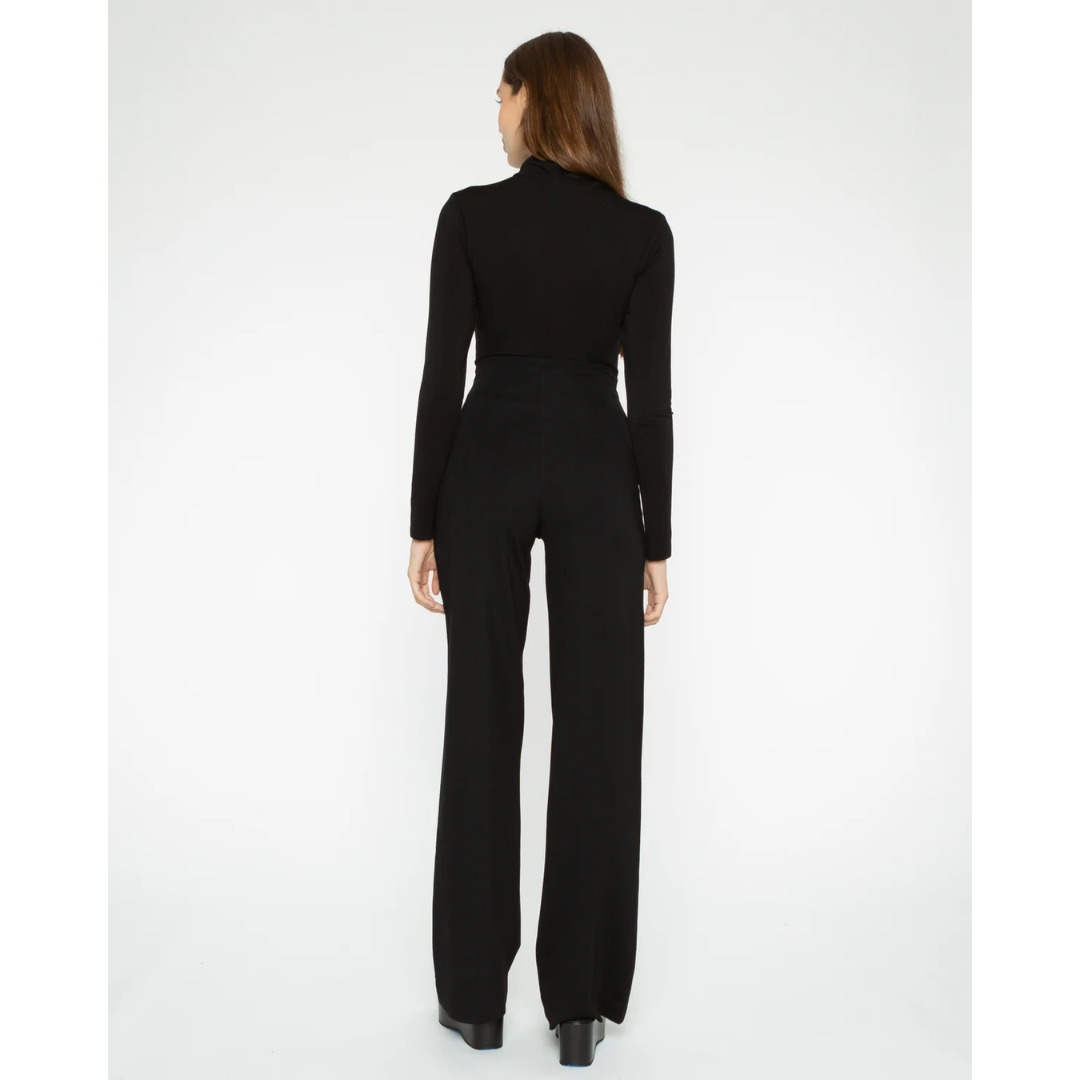 Black Ponte Knit Straight Leg Pant