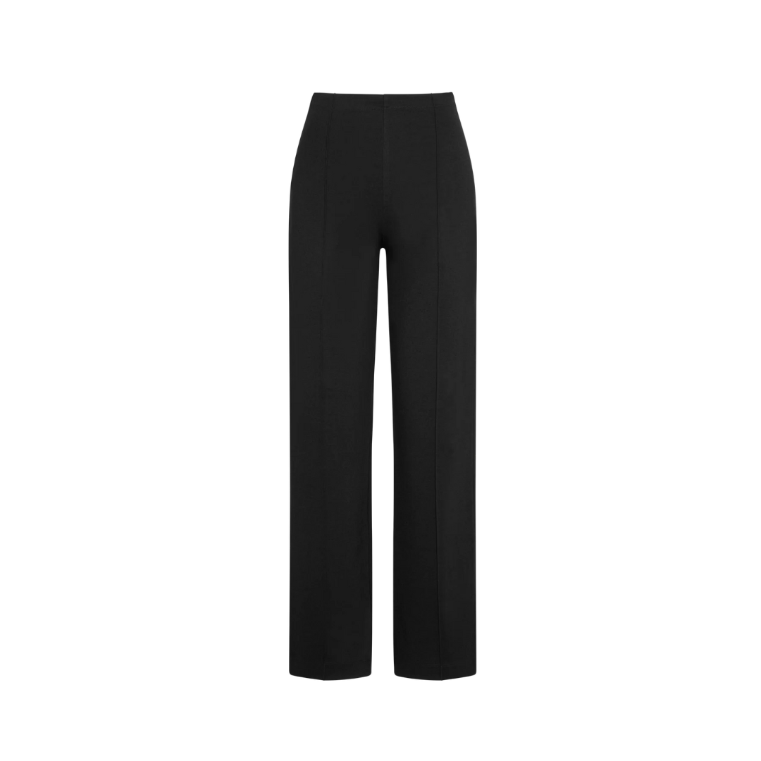 Black Ponte Knit Straight Leg Pant