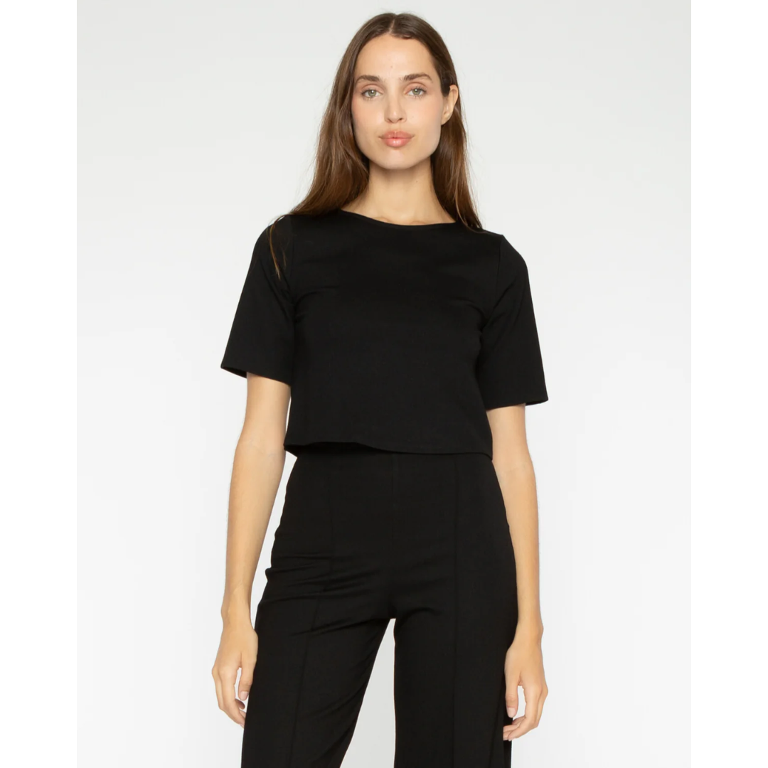 Black Ponte Short Sleeve Top