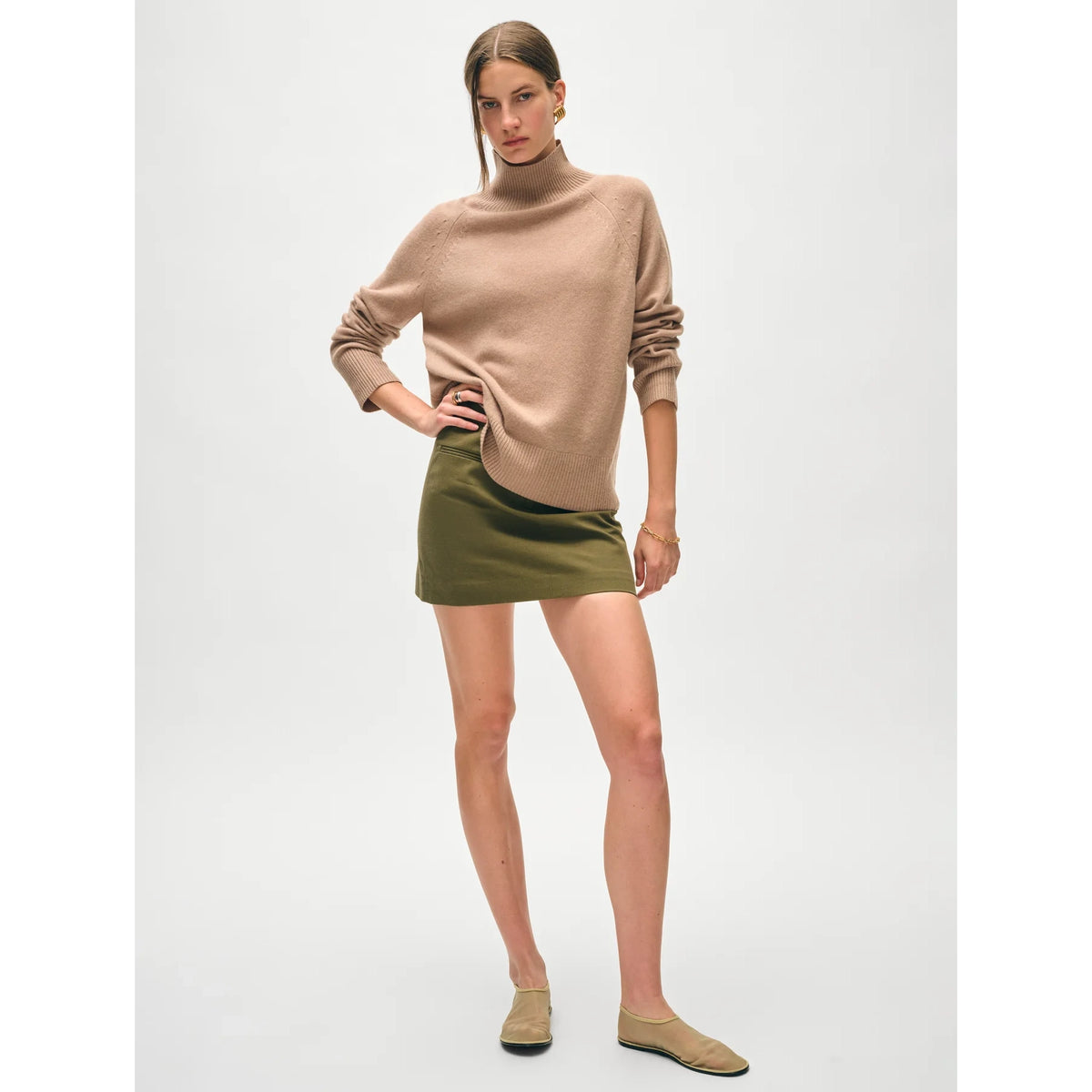 Cashmere Rib Trim Standneck