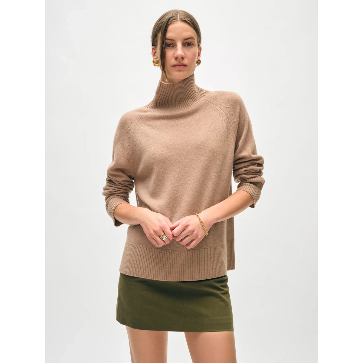 Cashmere Rib Trim Standneck