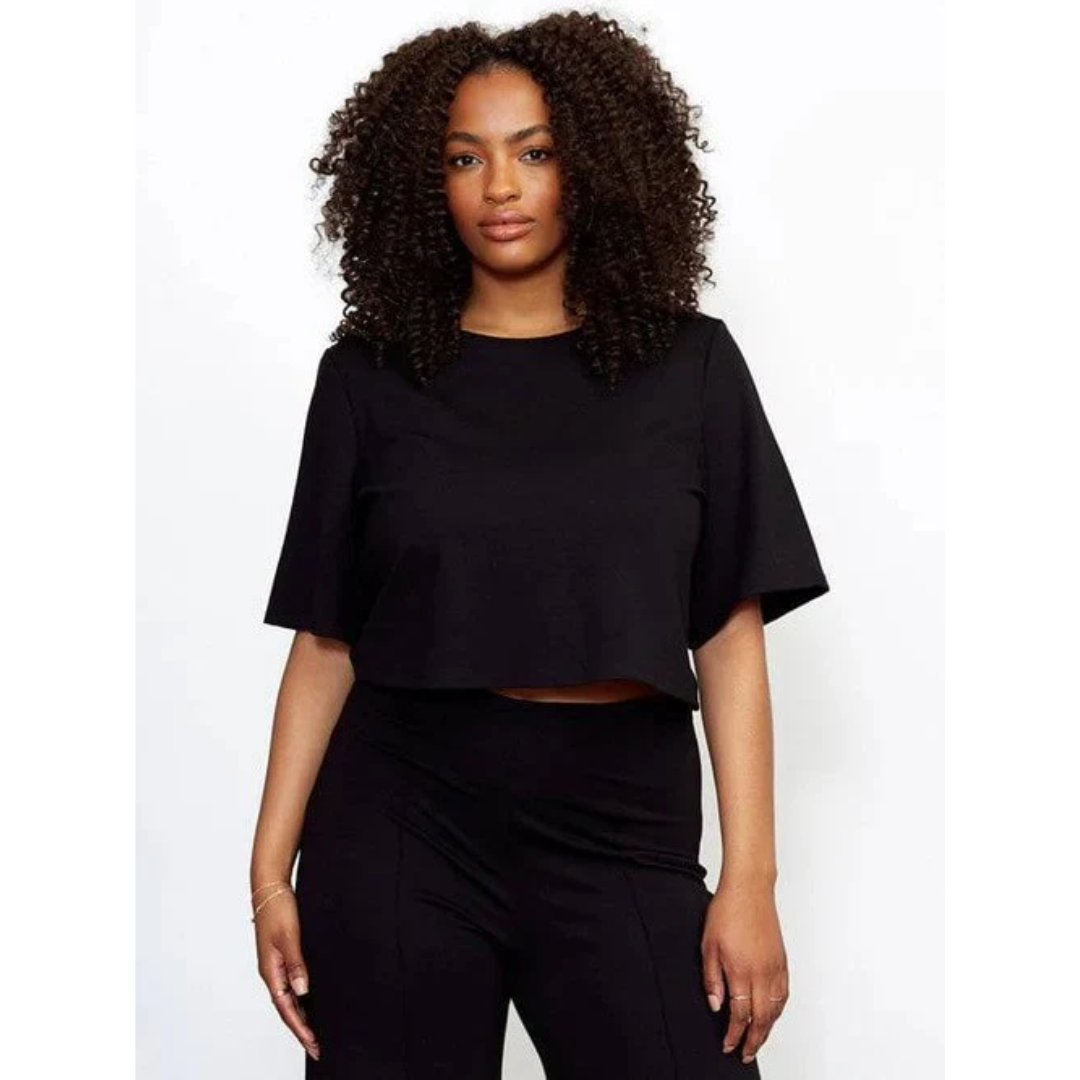 Black Ponte Short Sleeve Top