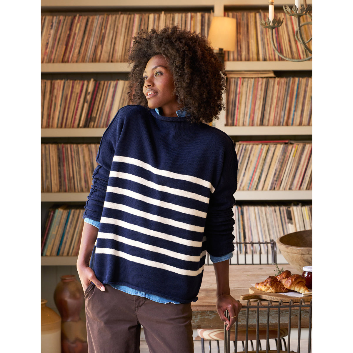 Monterey Sweater - Navy and Ivory