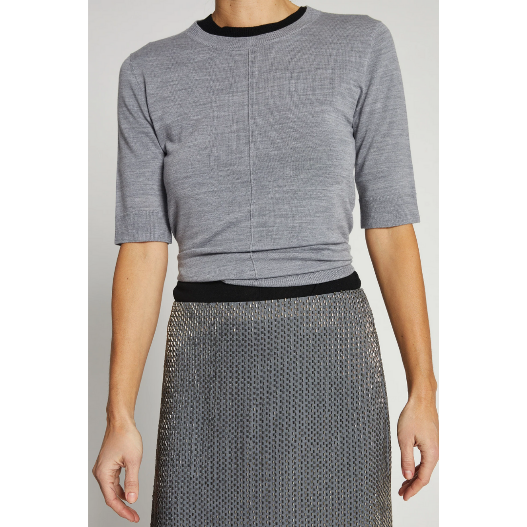 Lucia Short Sleeve Sweater - Medium Heather Grey