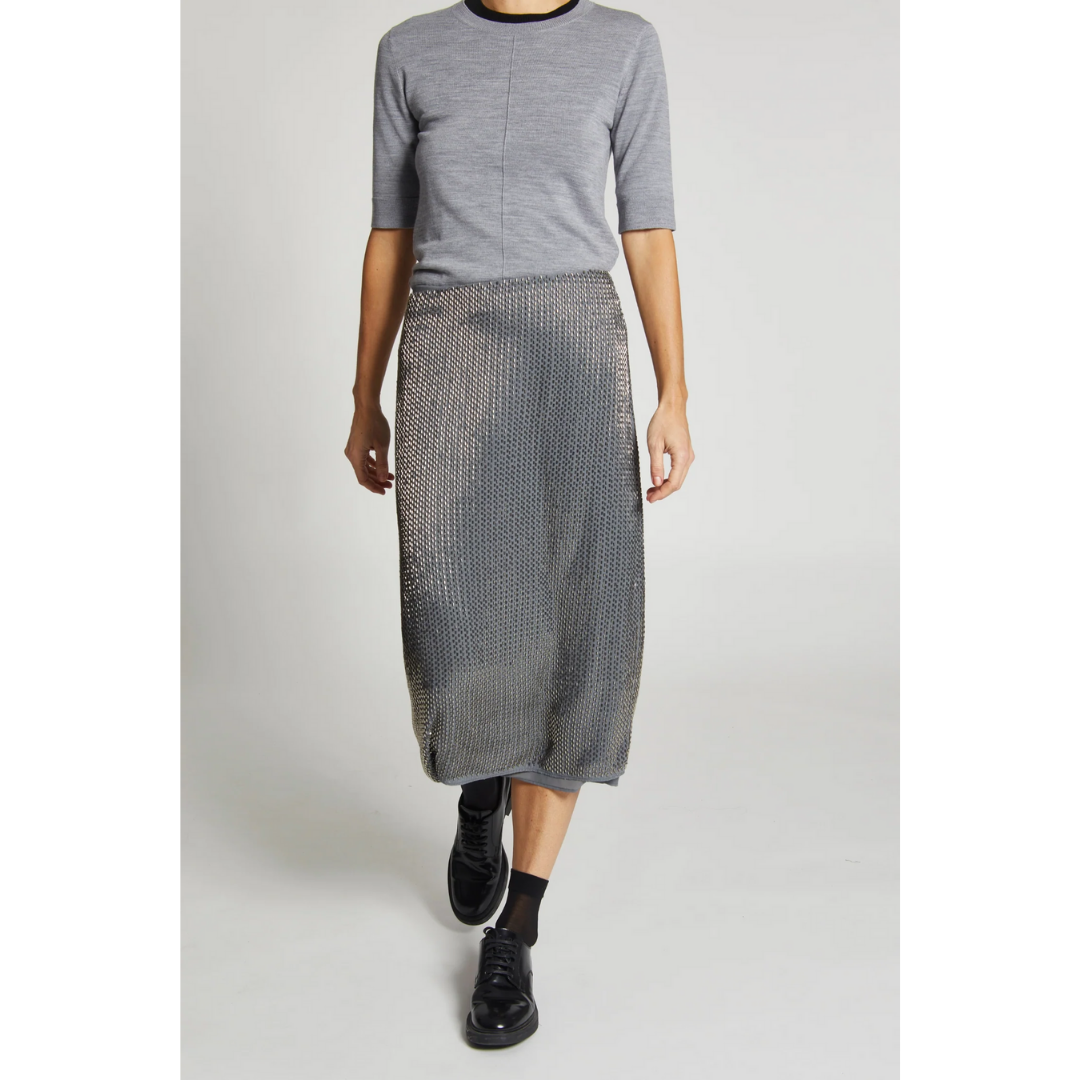 Lucia Short Sleeve Sweater - Medium Heather Grey