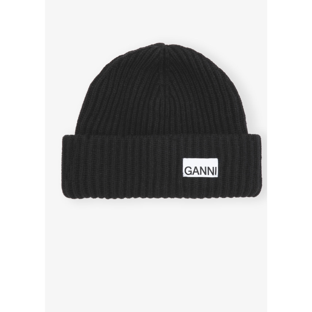 Oversized Wool Rib Knit Beanie