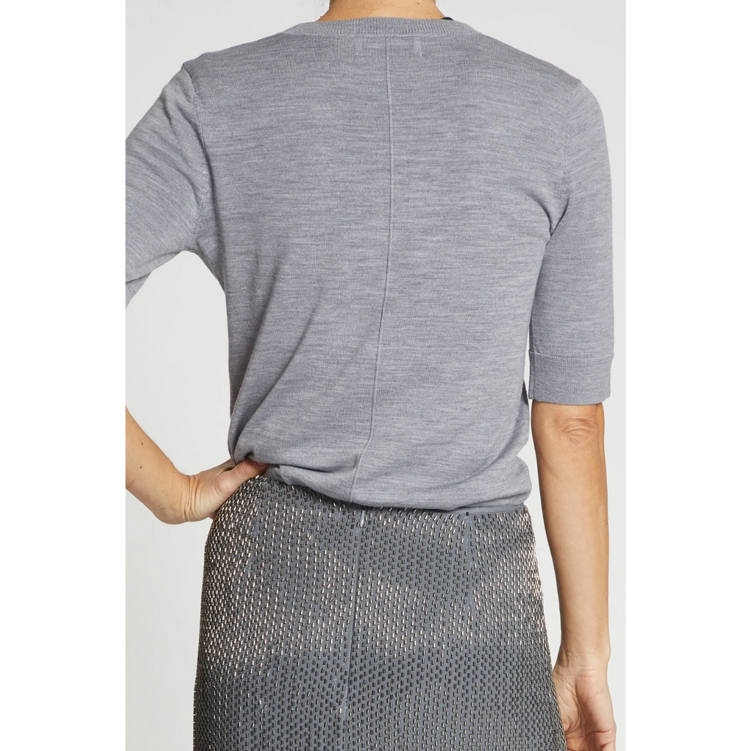 Lucia Short Sleeve Sweater - Medium Heather Grey