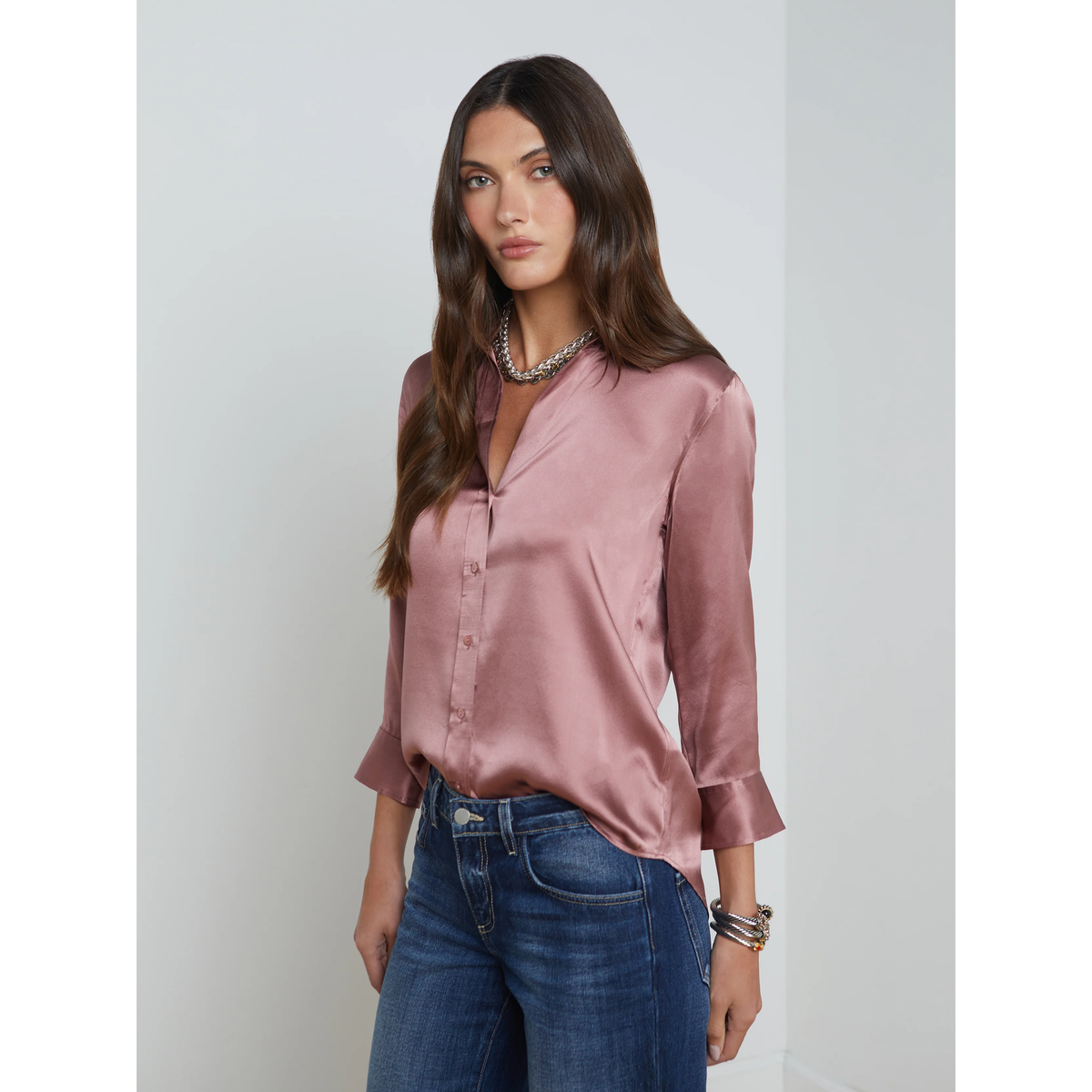 Dani Silk Blouse - Mauve Rose