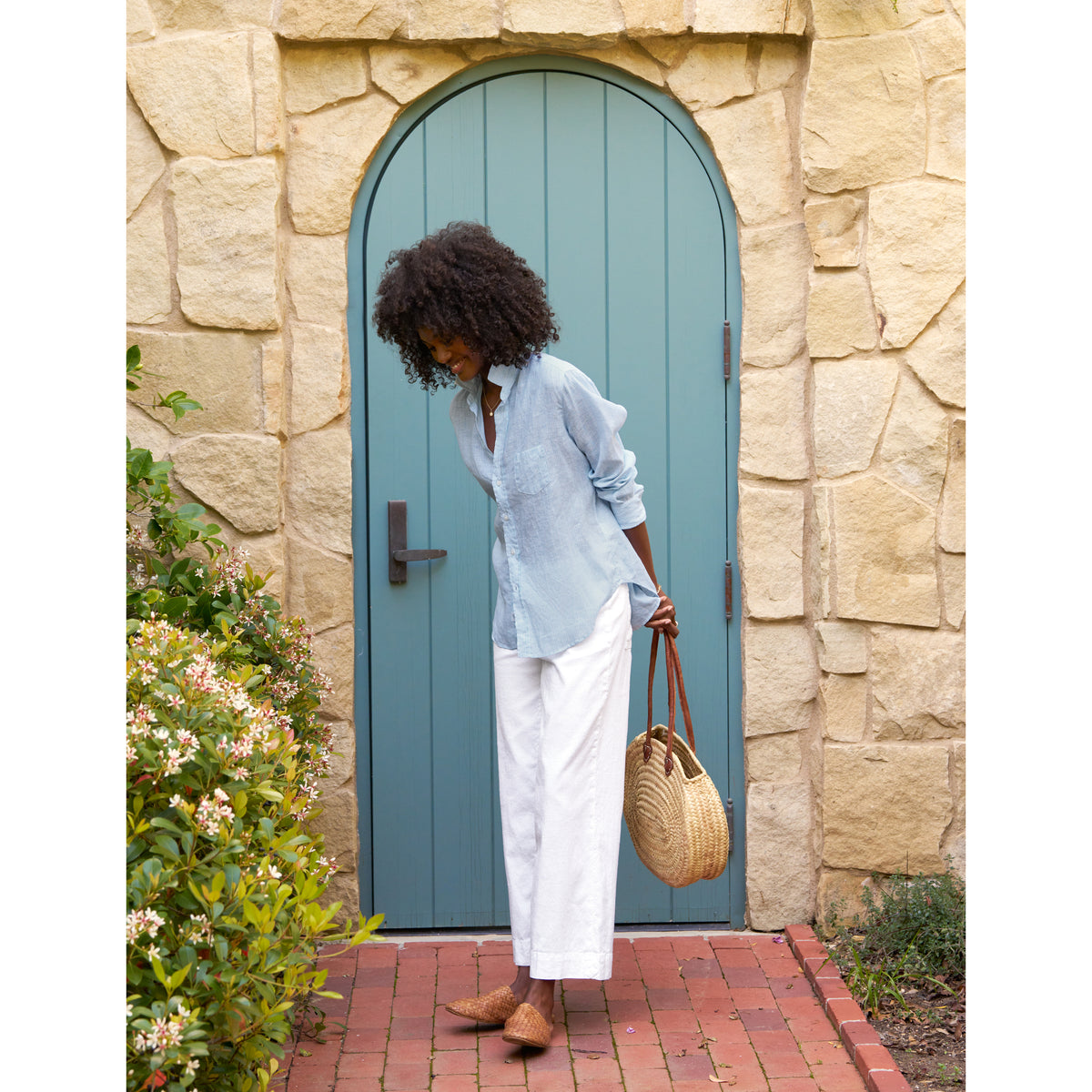 Eileen Button-Up in Turquoise Stripe