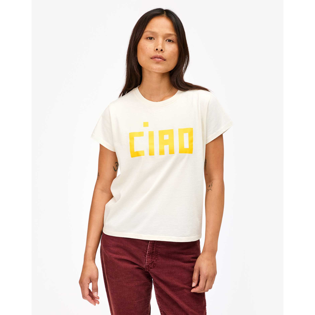 Classic Tee -  Cream w/ Marigold Block Ciao