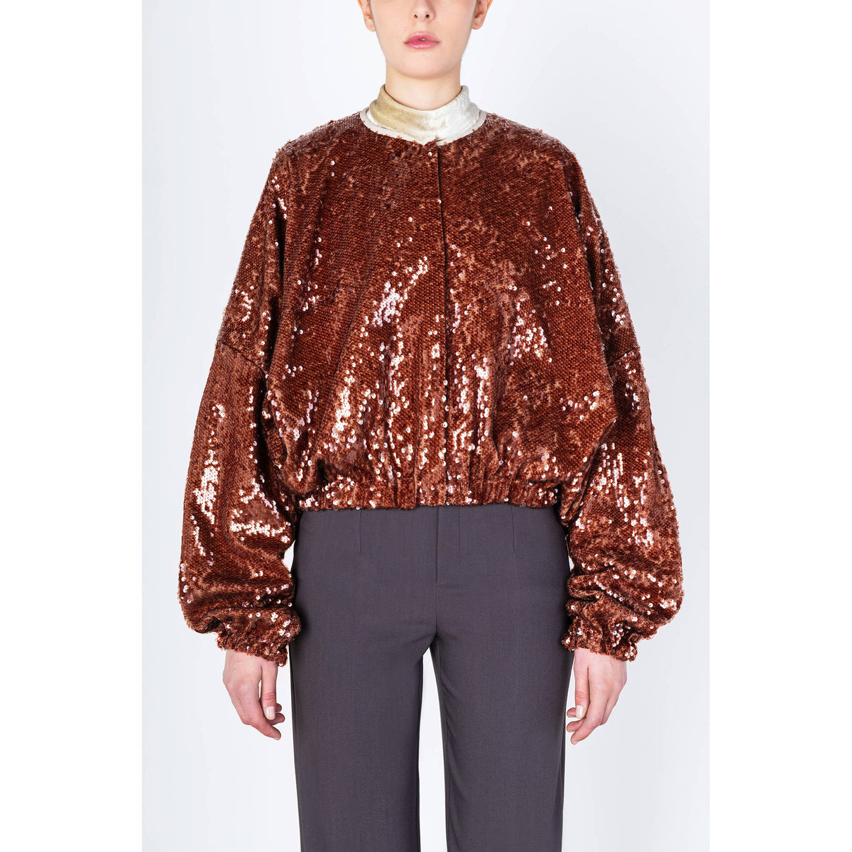 Cinnamon Sequin Bomber