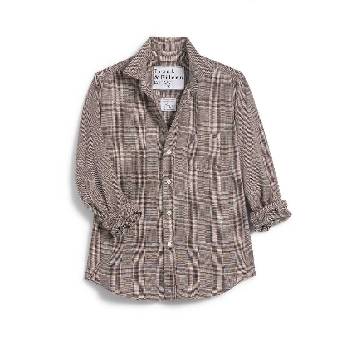 Barry Button-Up - Brown Herringbone