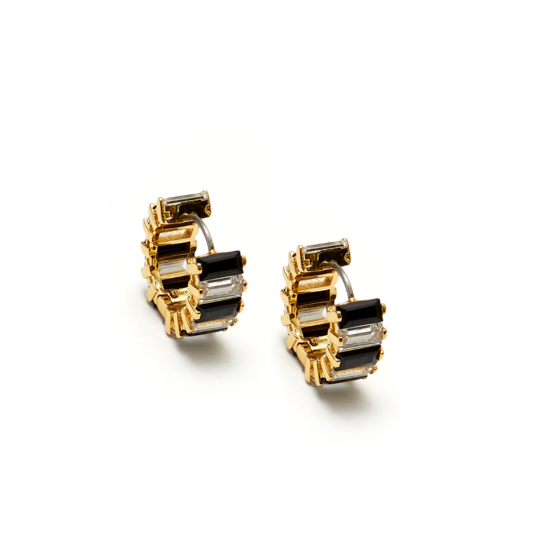 Baguette Checker Huggie Earrings