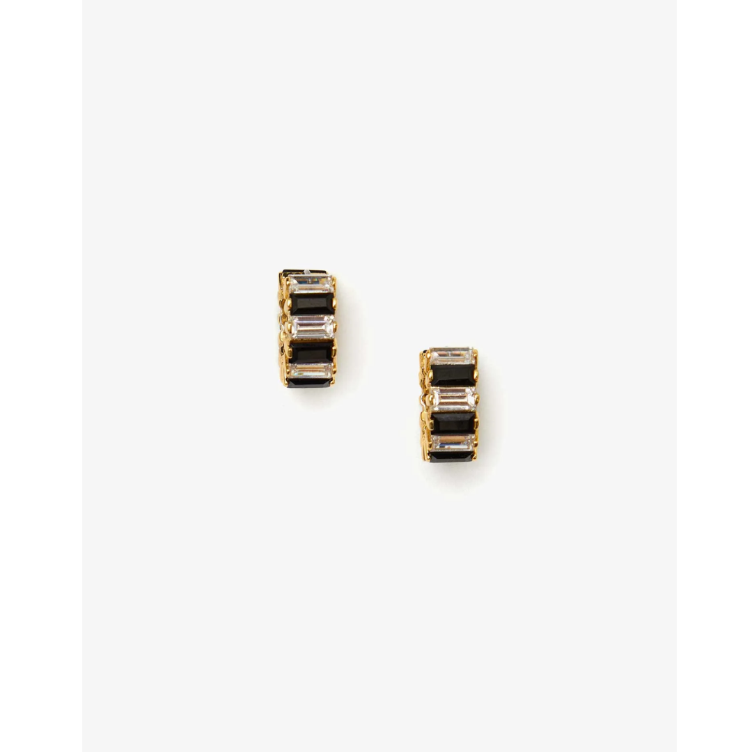 Baguette Checker Huggie Earrings