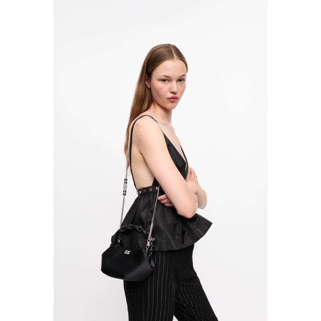 Black Satin Mini GANNI Bou Bag