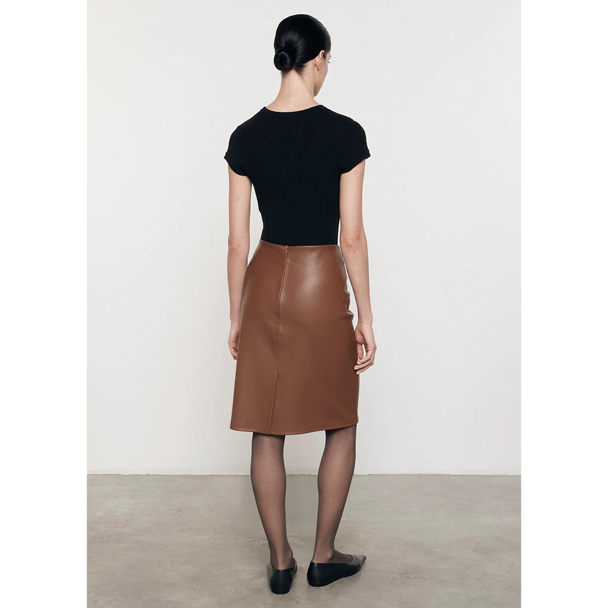 Knee Length Leather Skirt