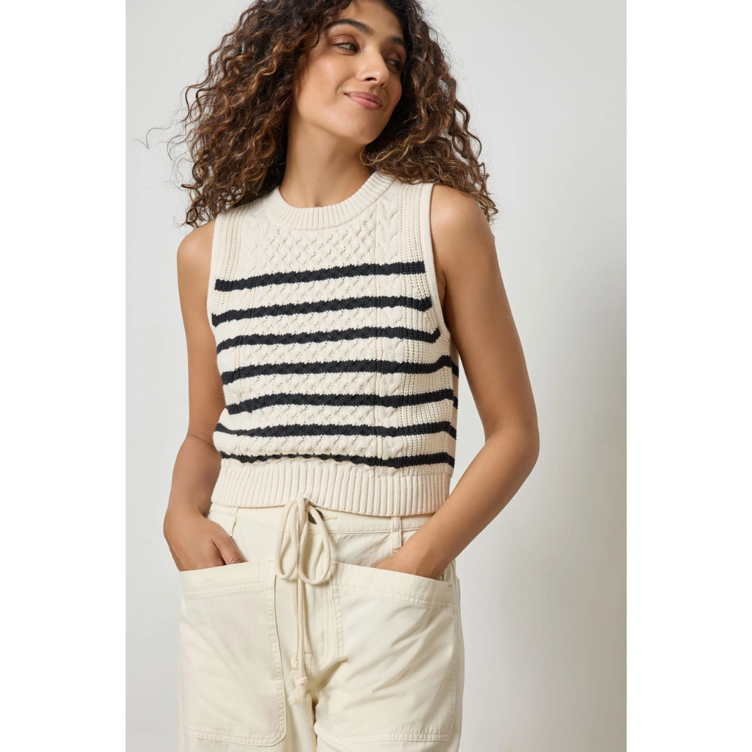 Cropped Cable Tank Sweater