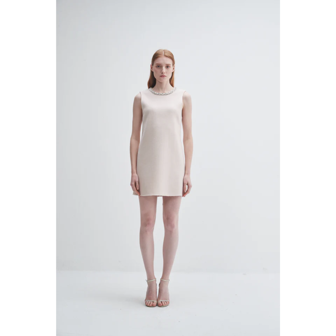 Cashmere Dress with Crystal Trim