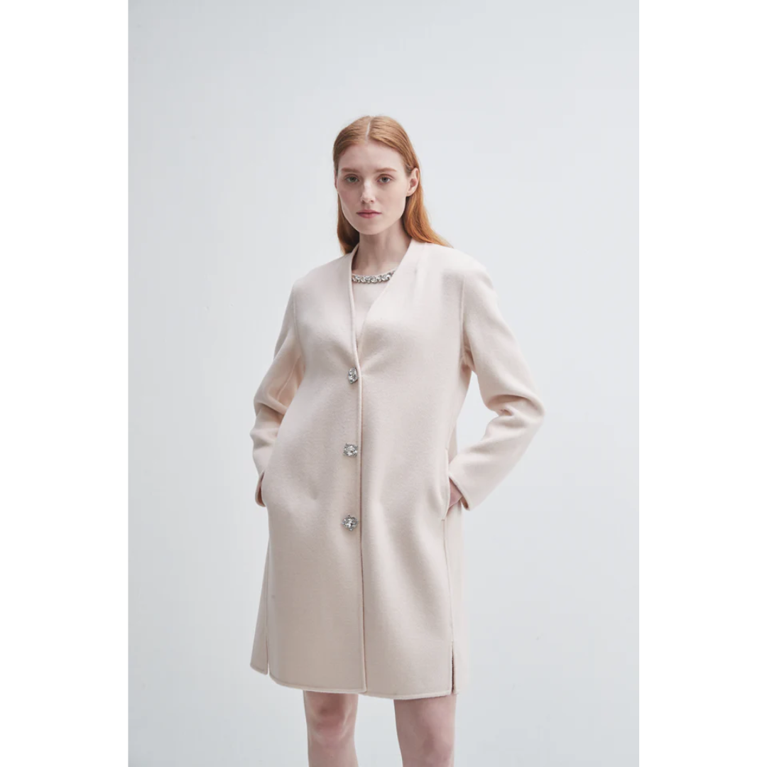 Crystal Button Lady Coat