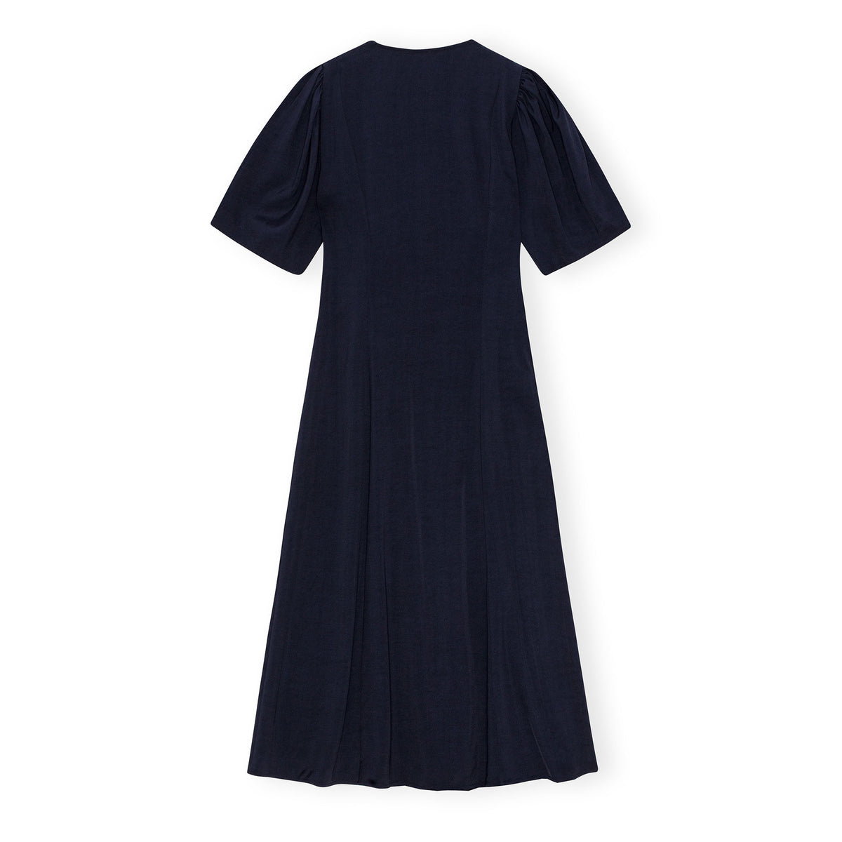 Navy Blue Viscose Twill Wrap Midi Dress