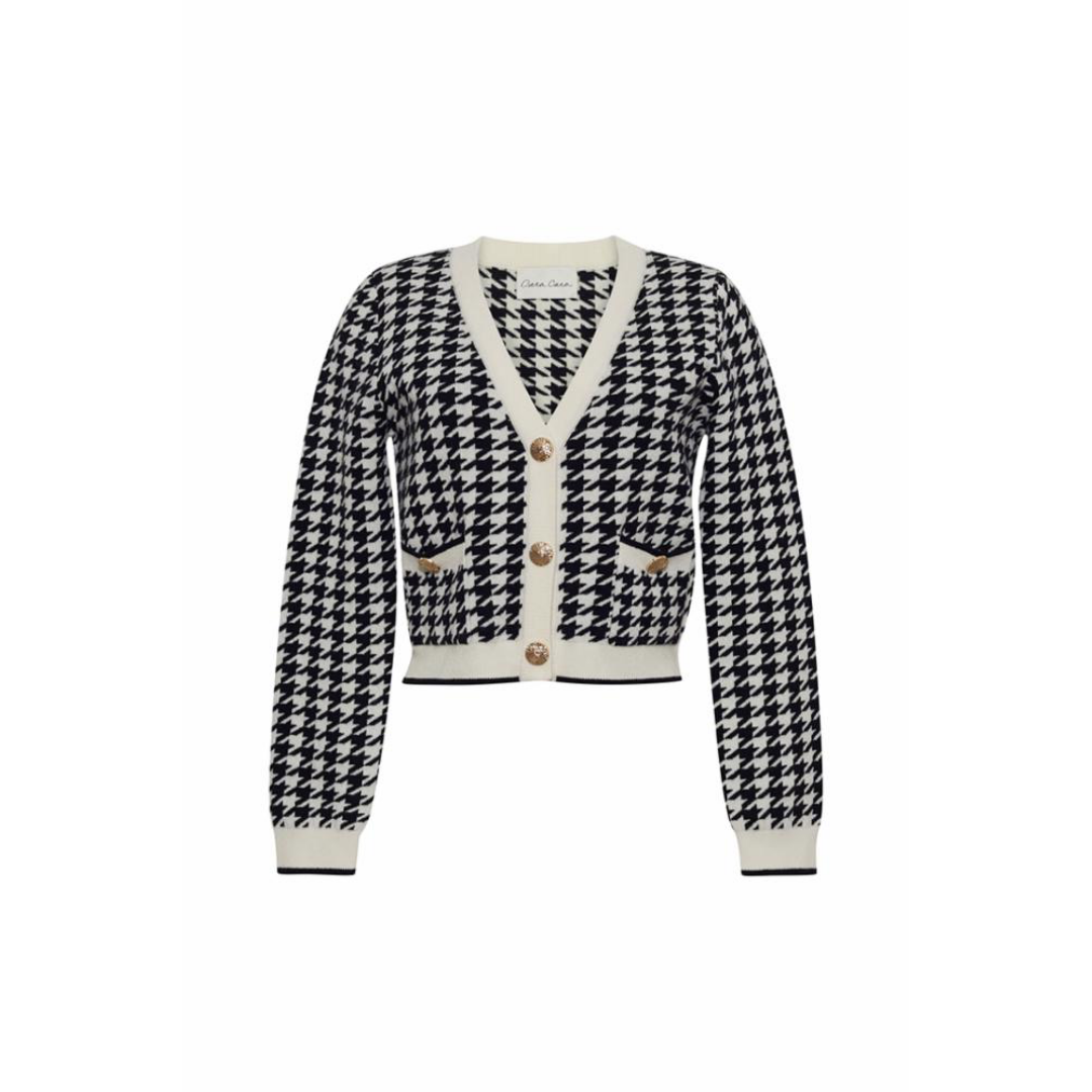 Mirna Cardigan - Houndstooth Black