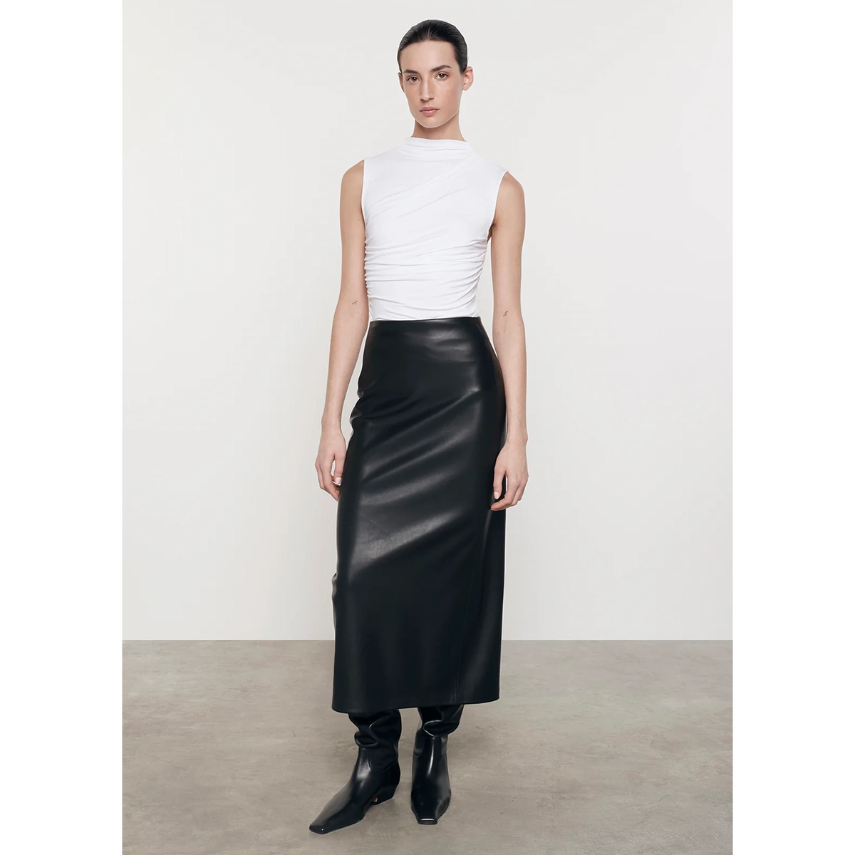 Ankle Length Leather Skirt