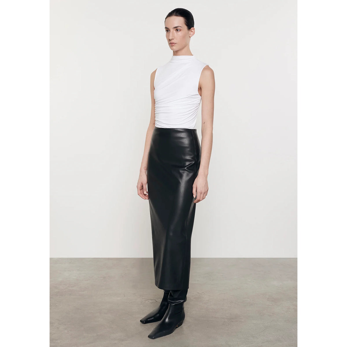 Ankle Length Leather Skirt