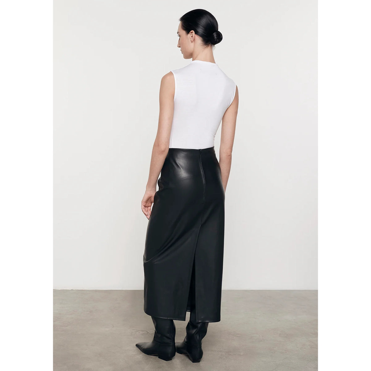 Ankle Length Leather Skirt