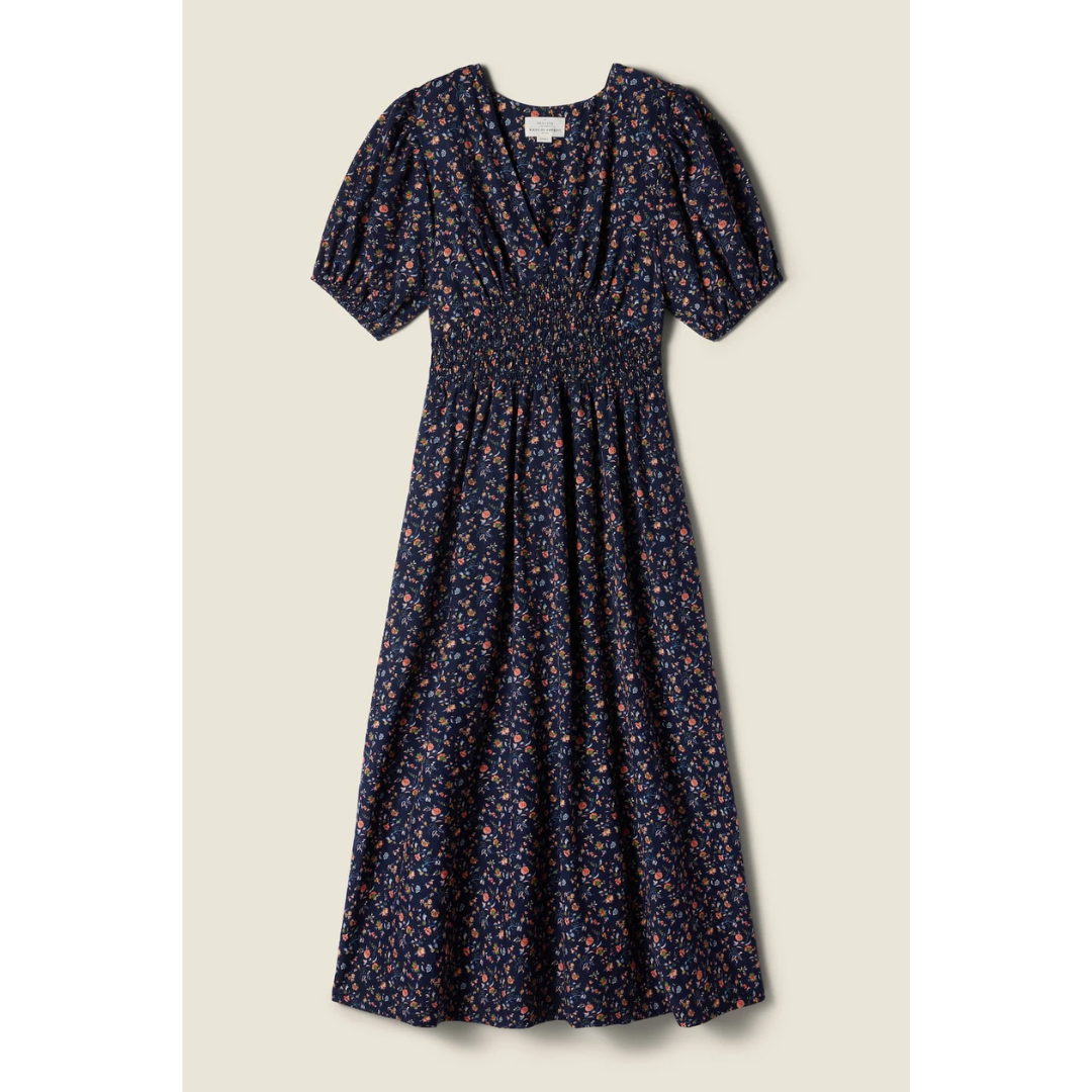 Sonia Dress - Navy Rosette