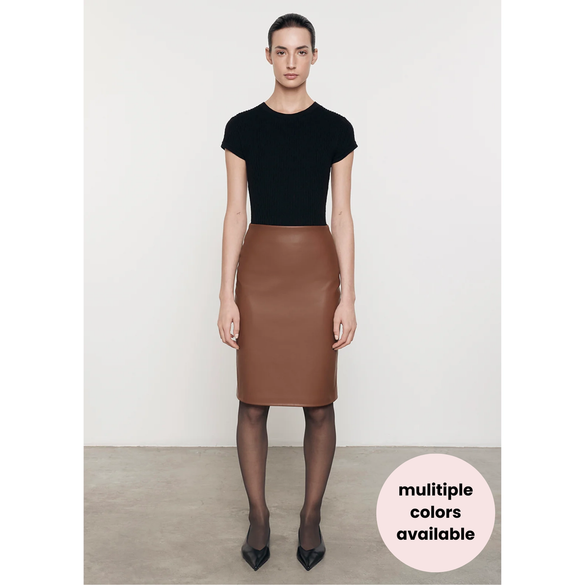 Knee Length Leather Skirt