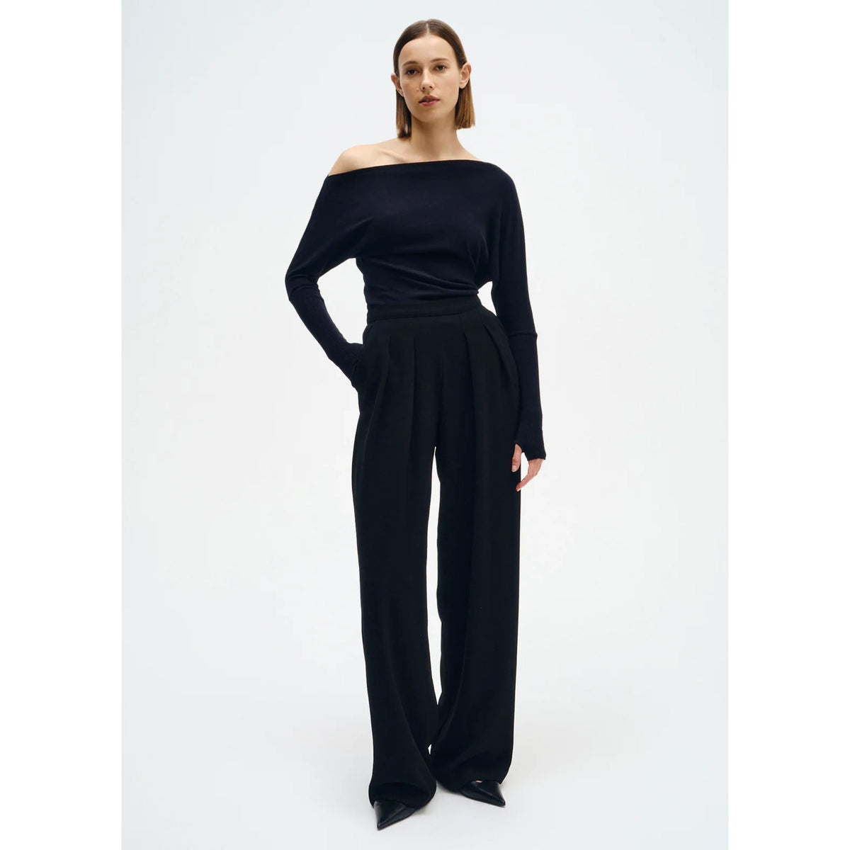 Cashmere Cuffed Off Shoulder L/S