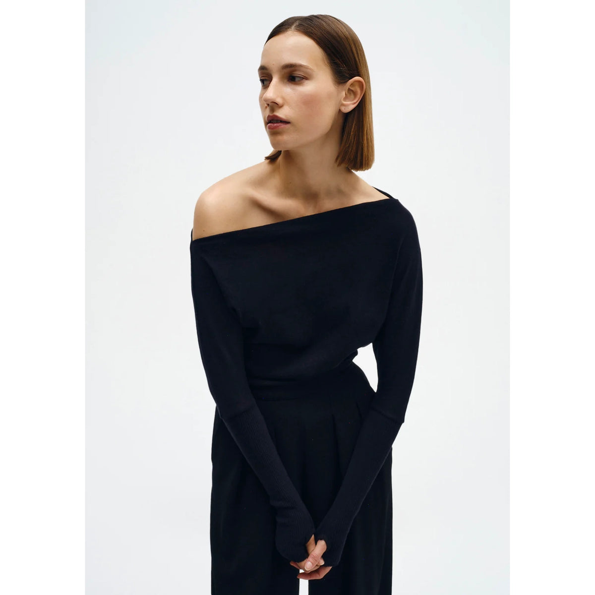 Cashmere Cuffed Off Shoulder L/S