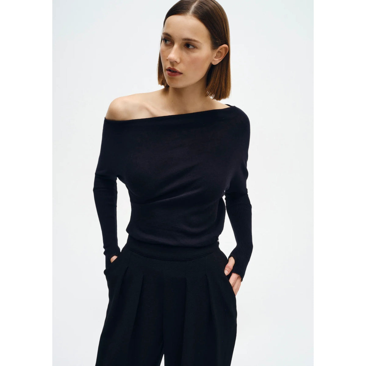 Cashmere Cuffed Off Shoulder L/S