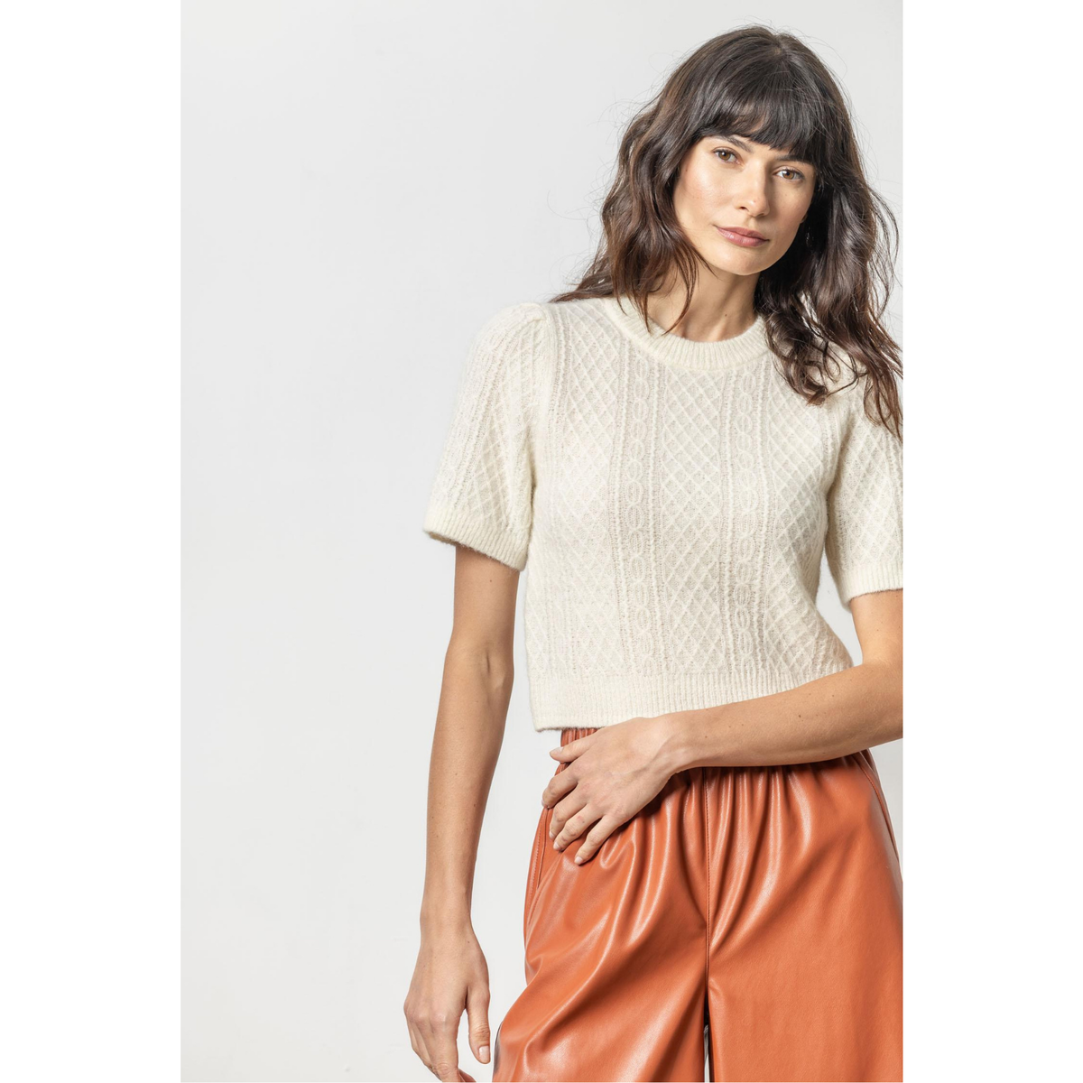 Cropped Cable Sweater