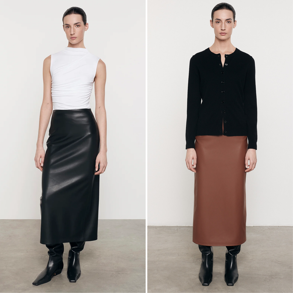 Ankle Length Leather Skirt